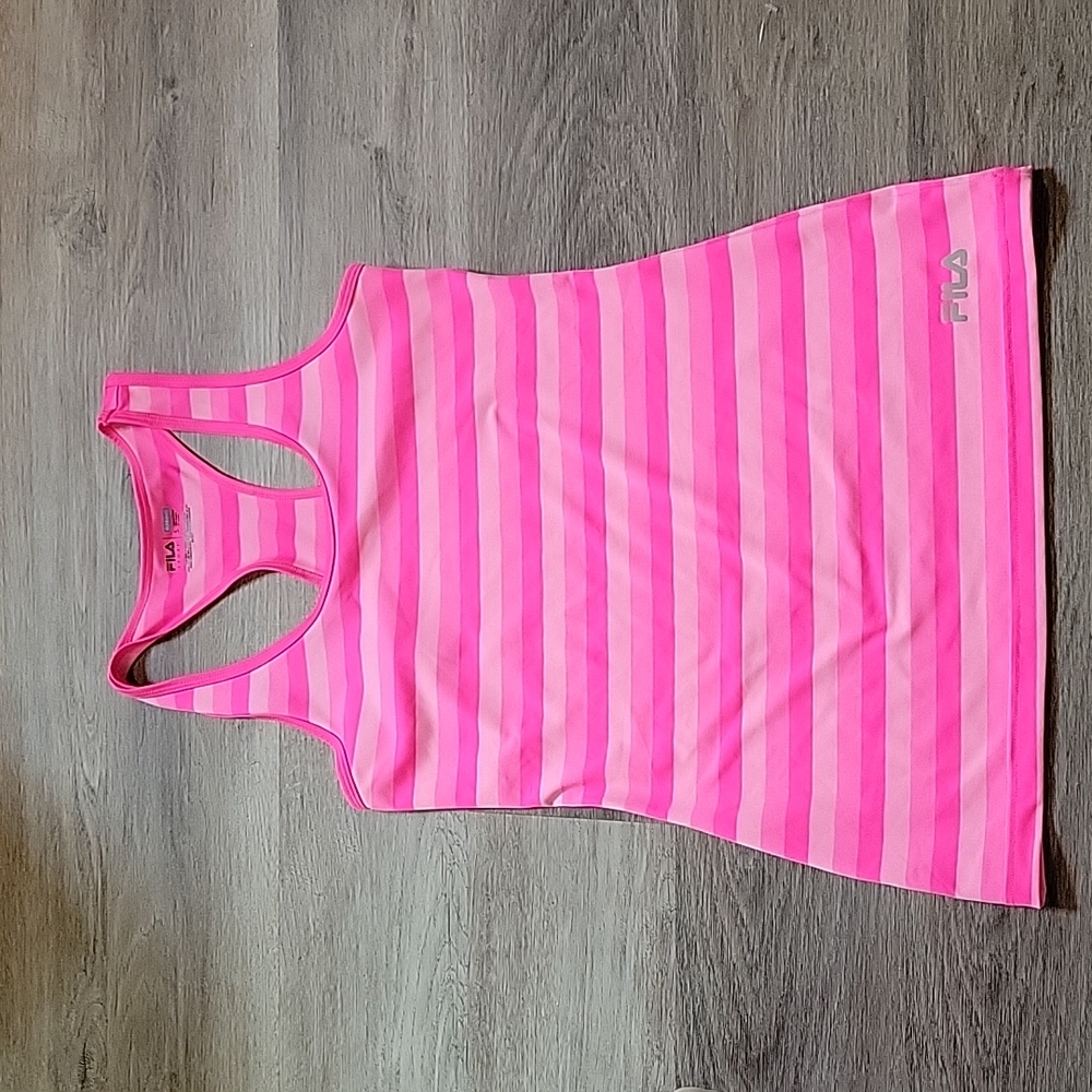 Fila neon pink striped tank small